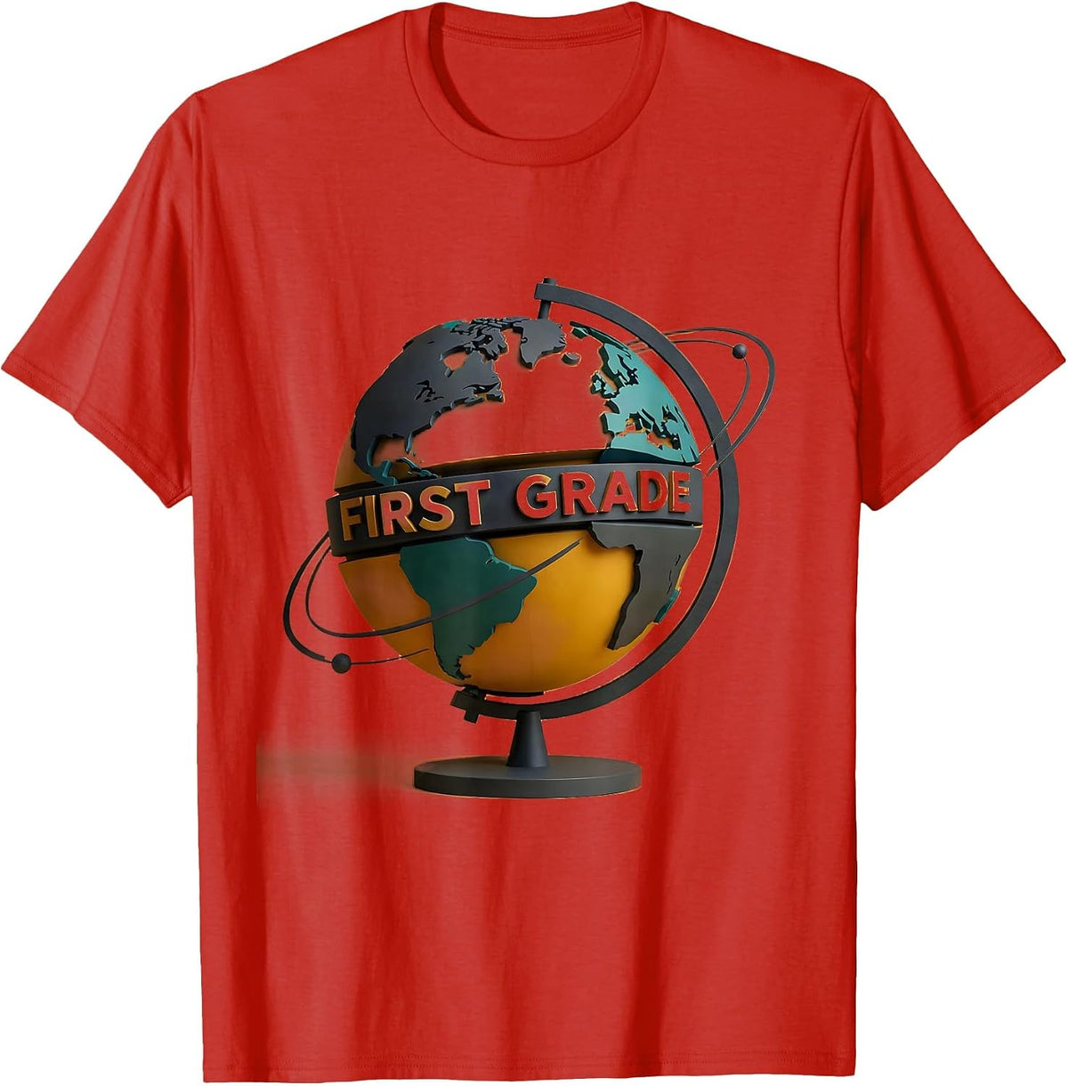 Men's First Grade Midcentury Modern Teacher Student Back To School T-Shirt - Red