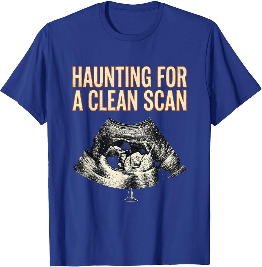 Haunting For A Clean Scan Funny Ultrasound Tech Halloween T-Shirt - Royal Blue
