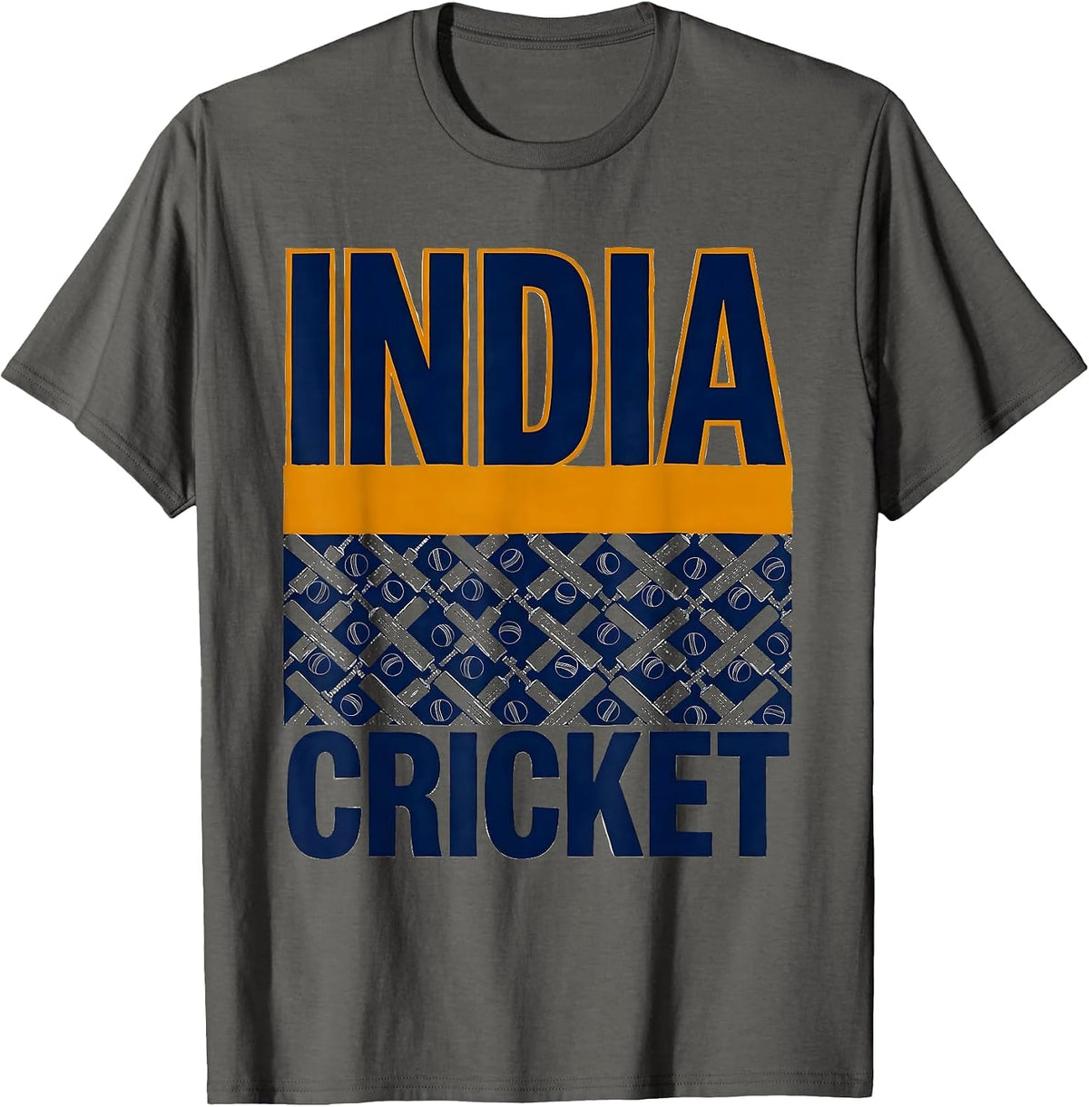 INDIA CRICKET Retro National Pride Cricket Lover T-Shirt - Asphalt Grey