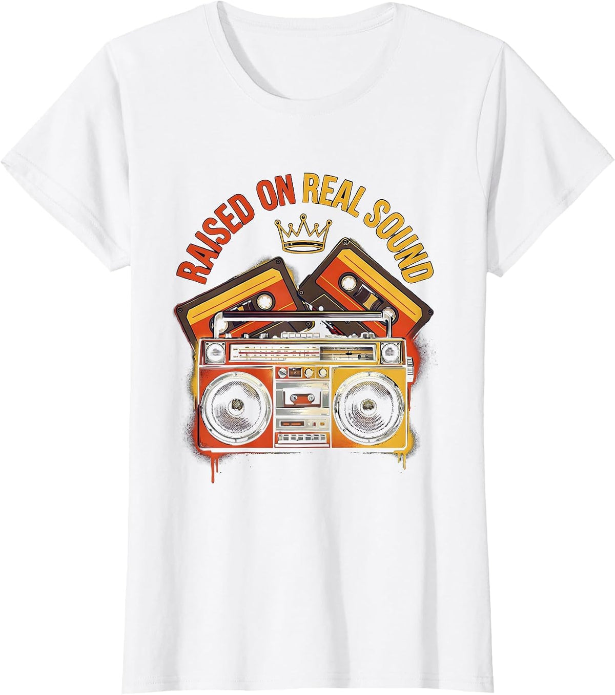 Raised On Real Sound Retro Hip Hop Rap Music Lover T-Shirt - White