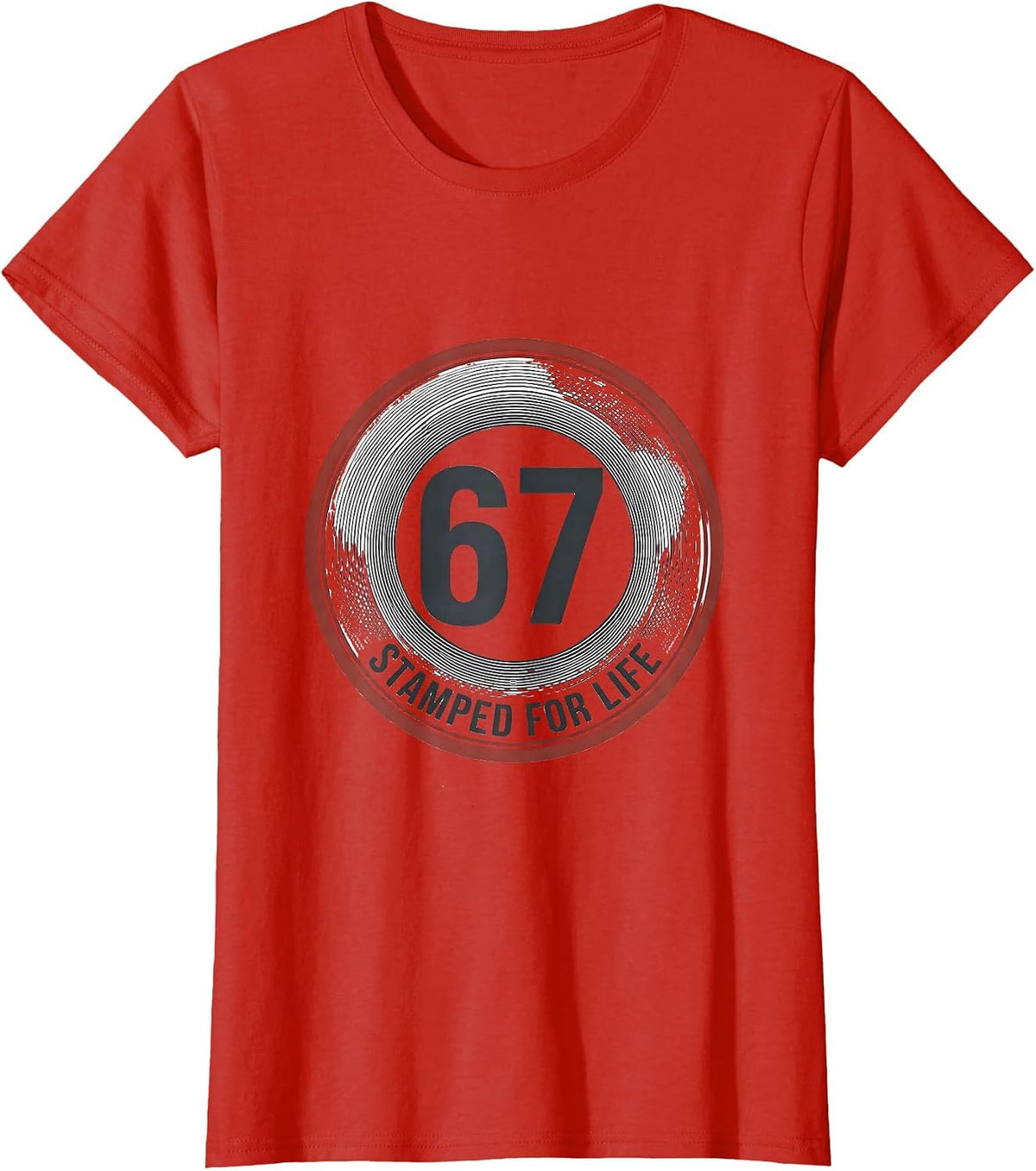 Six Seven Stamped For Life Funny Gen Alpha Slang Meme T-Shirt - Red