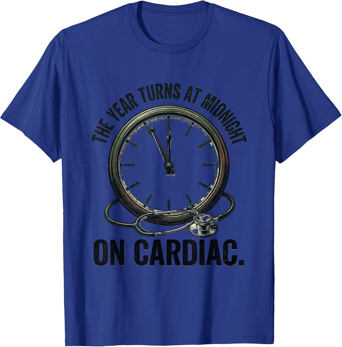 Men's The Year Turns At Midnight On Cardiac Vintage Nurse T-Shirt - Royal Blue