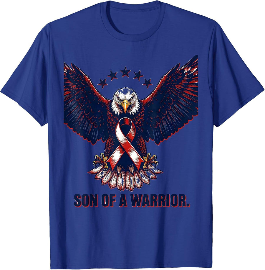 Son Of A Warrior Patriotic Diabetes Awareness Blue Ribbon T-Shirt - Royal Blue