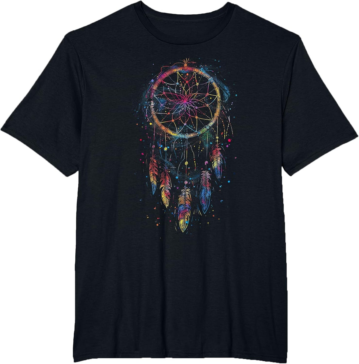 Dream Catcher Native American Hummingbird T-Shirt - Black