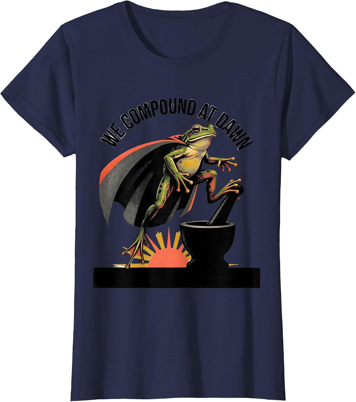 Women's We Compound At Dawn Funny Frog Teacher Profession Humor T-Shirt - Navy Blue