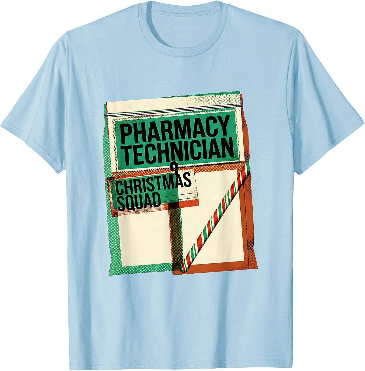 Men's Pharmacy Technician Christmas Squad Funny Matching Holiday T-Shirt - Baby Blue