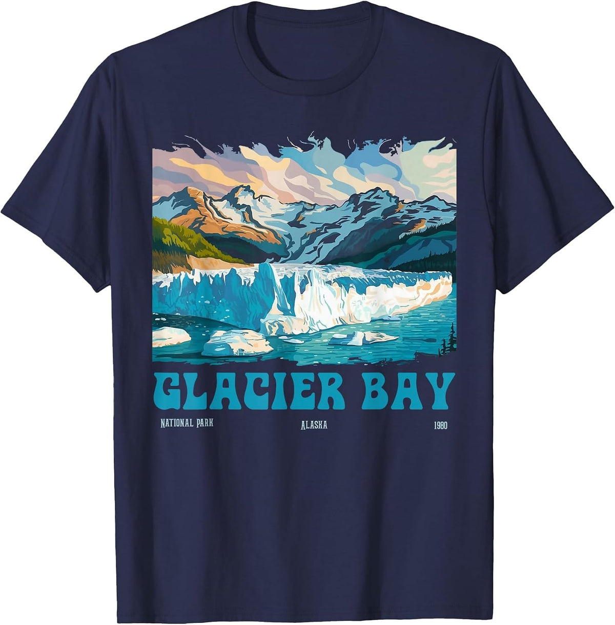 Glacier Bay National Park Alaska Margerie 2026 Men Women T-Shirt - Navy Blue