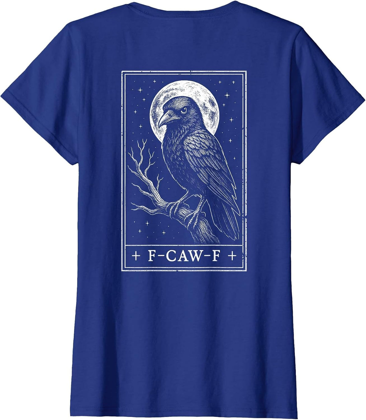 F-CAW-F Crow Tarot Card Funny Halloween Vintage On Back T-Shirt - Royal Blue