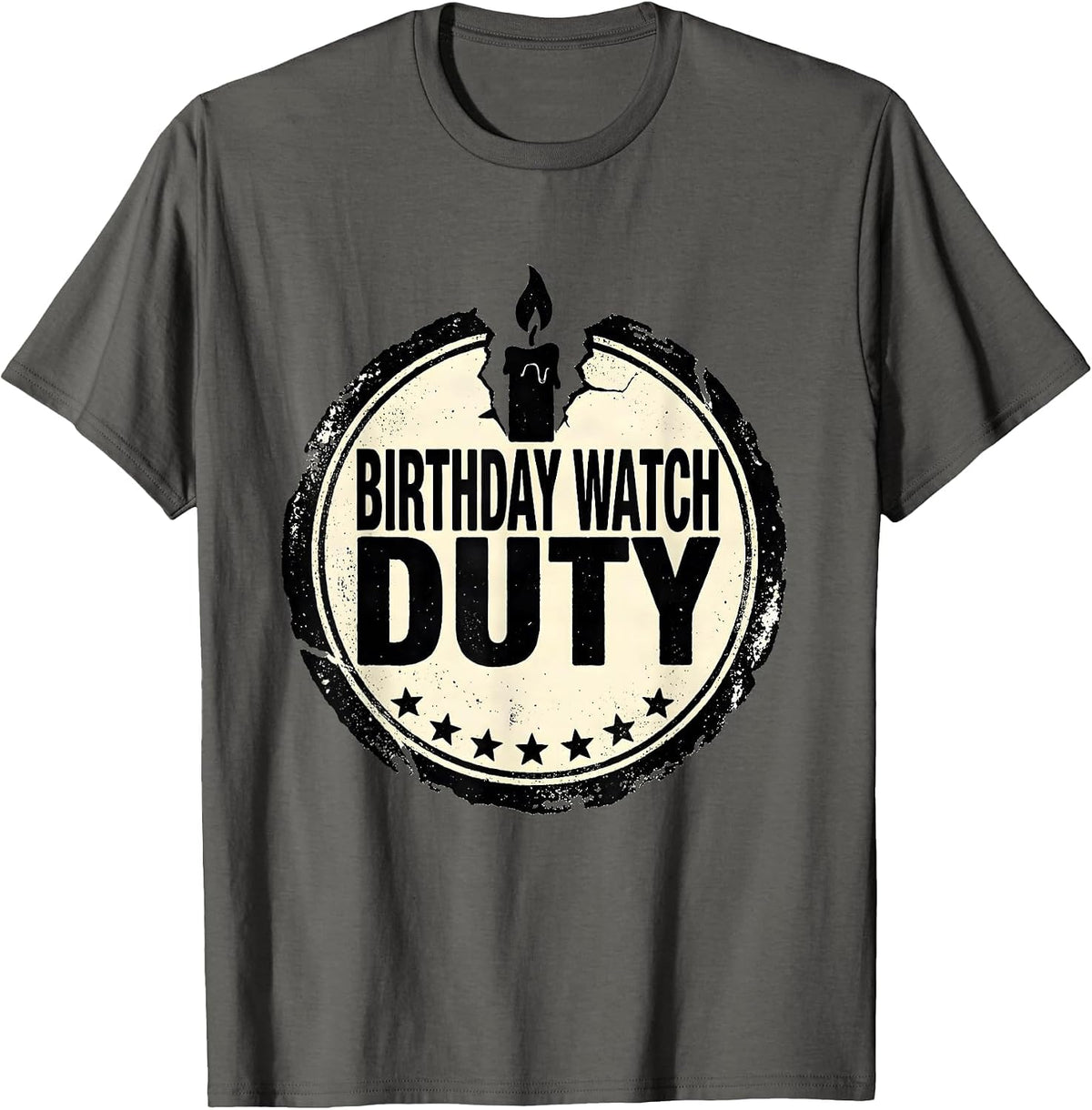 Men's Birthday Watch Duty Rubber Stamp Birthday Crew Squad Party T-Shirt - Asphalt Grey