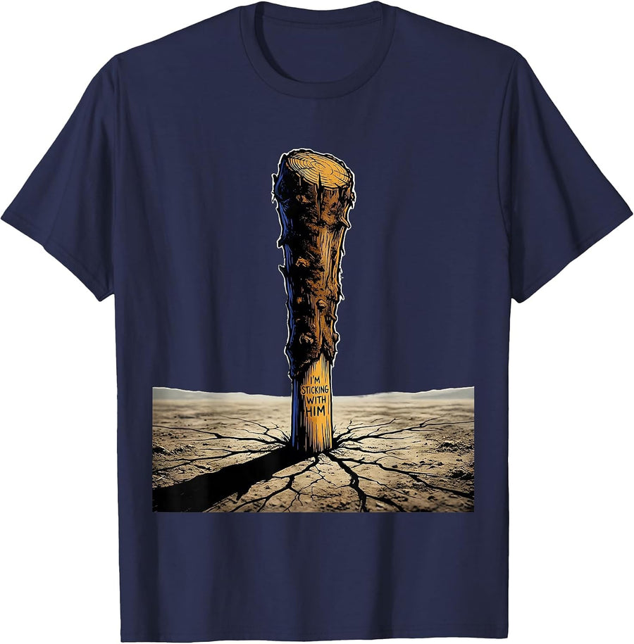 I'm Sticking With Him Christian Drummer Worship Musician T-Shirt - Navy Blue
