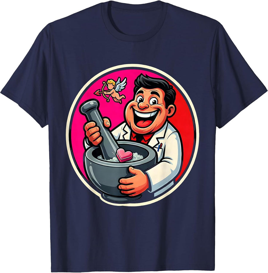 Cupid's Favorite Pharmacist Valentine Role Humor T-Shirt - Navy Blue