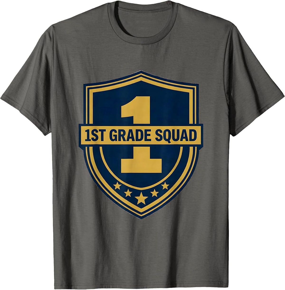Men's 1st Grade Squad Emblem Back To School Teacher Student T-Shirt - Asphalt Grey