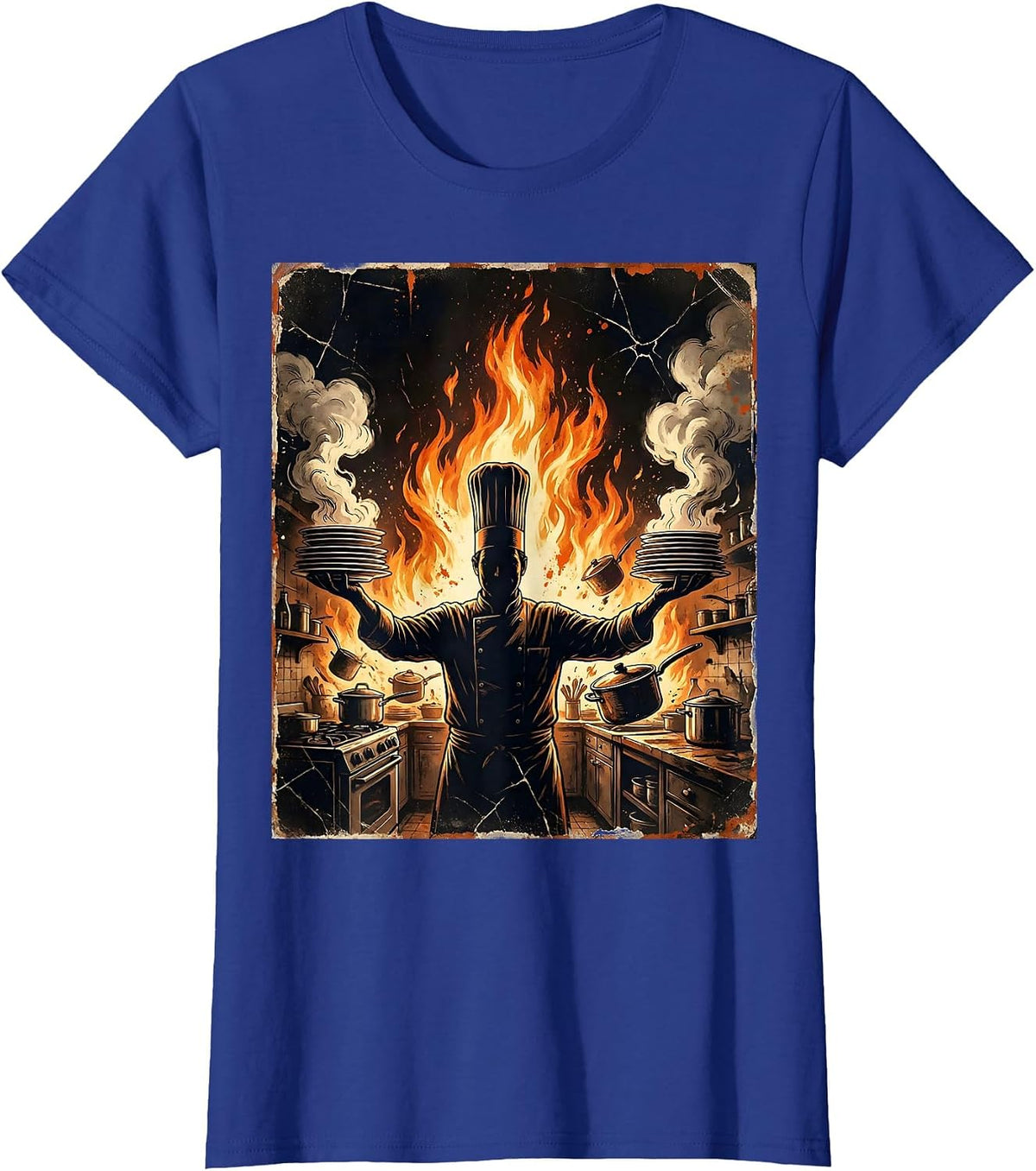 Women's Chaos Coordinator Chef Spinning Plates Graphic T-Shirt - Royal Blue