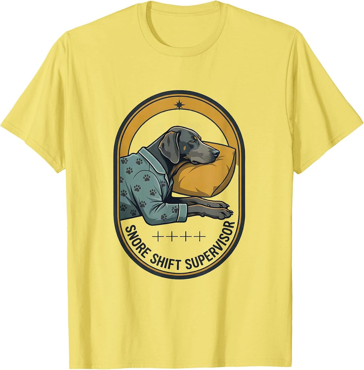 Men's Snore Shift Supervisor Funny Sleepy Weimaraner Pajama Men T-Shirt - Lemon Yellow