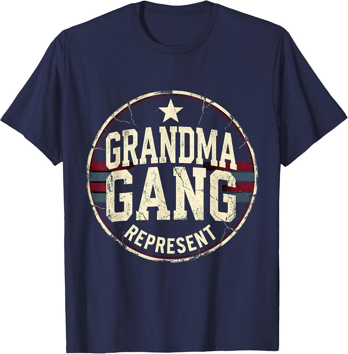Grandma Gang Represent Grandma Crew Design T-Shirt - Navy Blue
