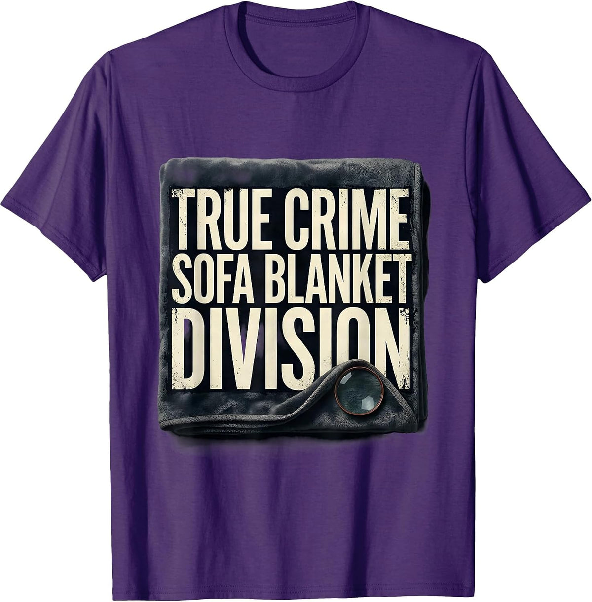 Men's True Crime Sofa Blanket Division Distressed Funny True Crime T-Shirt - Purple
