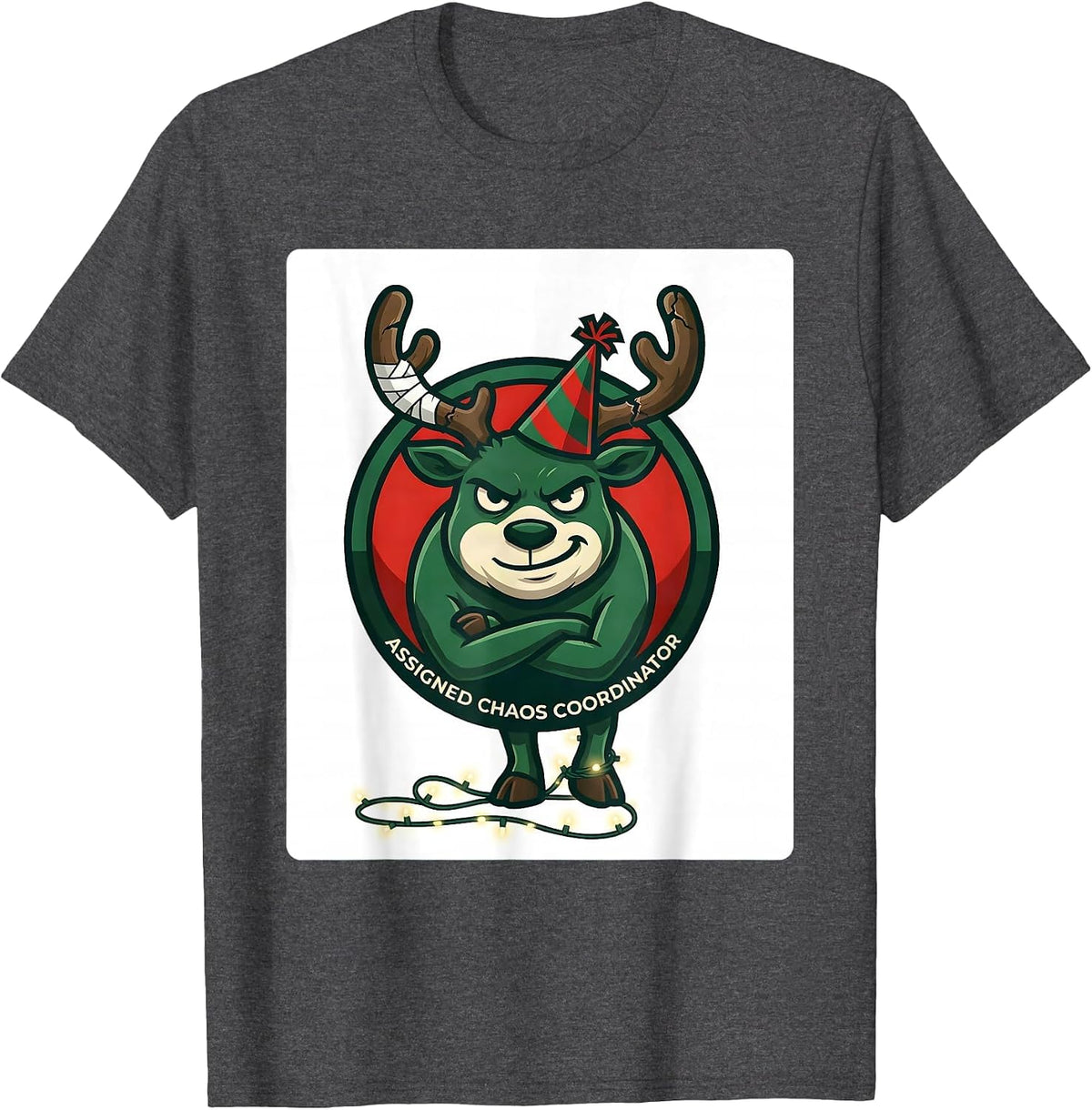 Assigned Chaos Coordinator Funny Christmas Group Humor T-Shirt - Dark Heather Grey