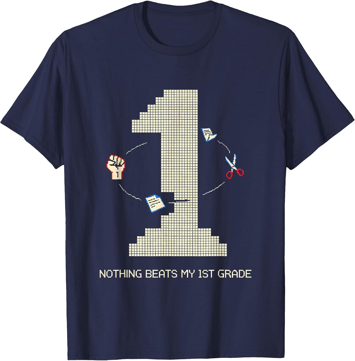 Nothing Beats My 1st Grade Pixel Art Back To School Humor T-Shirt - Navy Blue