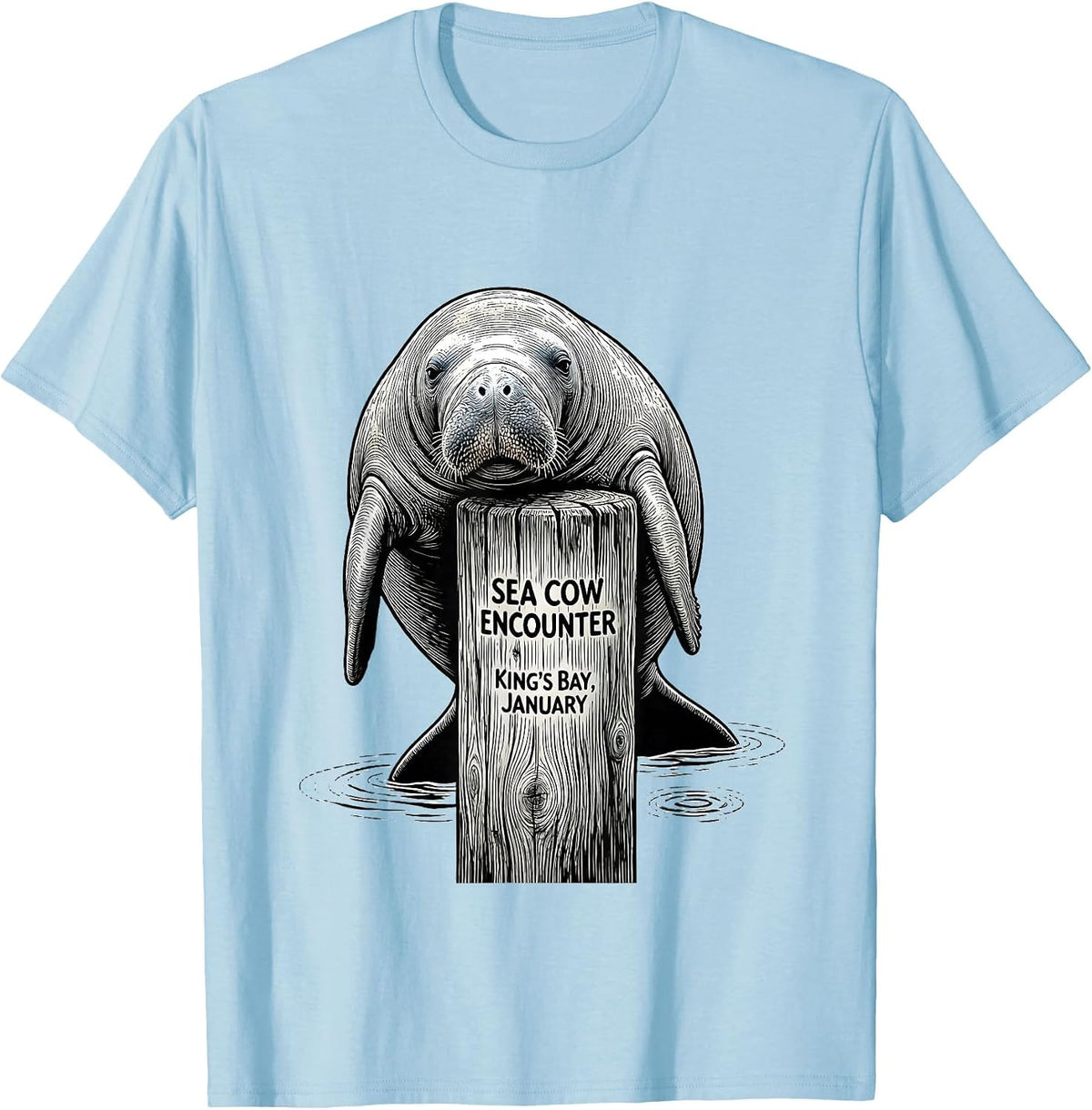 Men's Sea Cow Encounter, King's Bay, January Manatee Lover Crystal T-Shirt - Baby Blue