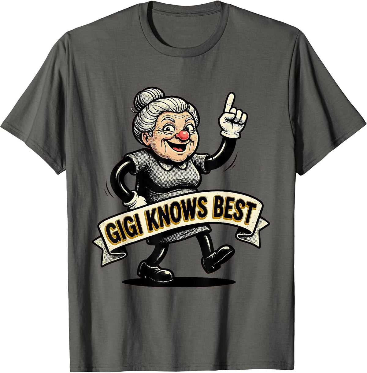 Gigi Knows Best Grandma Design T-Shirt - Asphalt Grey