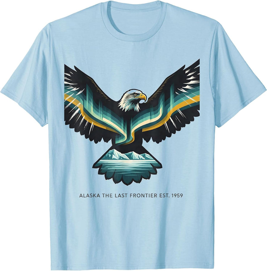Men's Alaska The Last Frontier Est. 1959 Vintage Travel Pride T-Shirt - Baby Blue