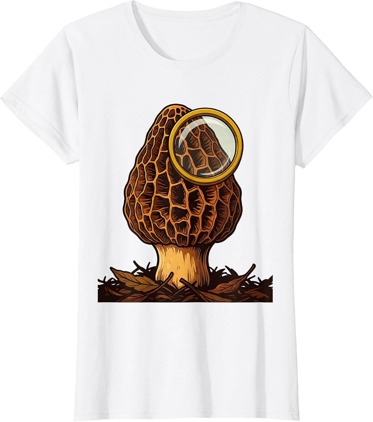Morel Mushroom Retro 70s Forager Gift T-Shirt - White