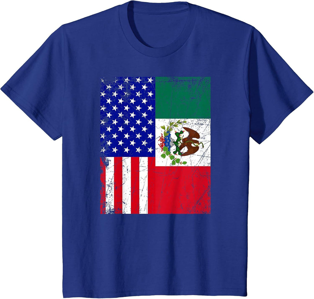 Mexican American Flag Shirt | Half Mexico Half USA T-Shirt T-Shirt - Royal Blue