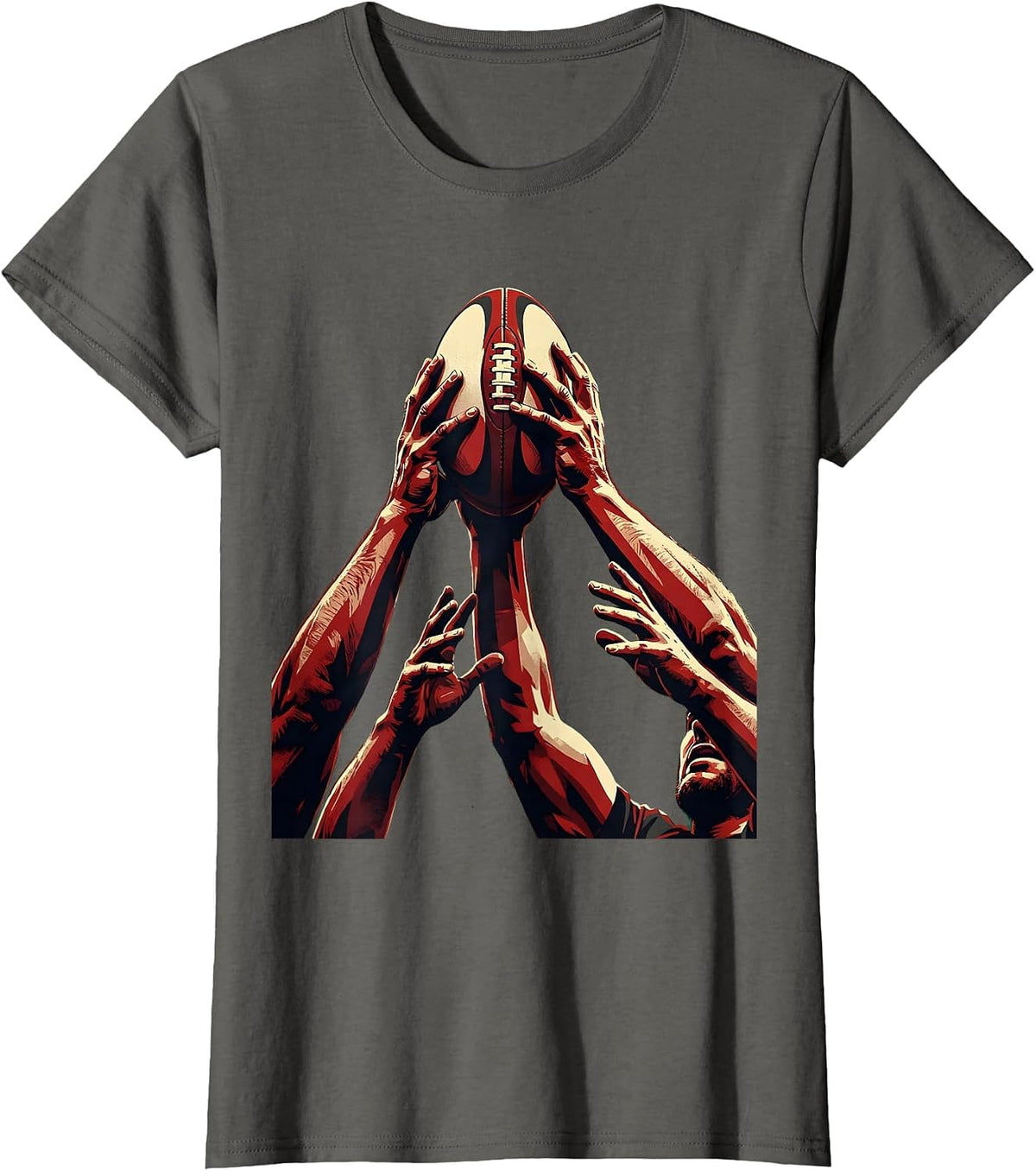 Women's Rugby Lineout Hands Reaching for Ball Graphic T-Shirt - Asphalt Grey