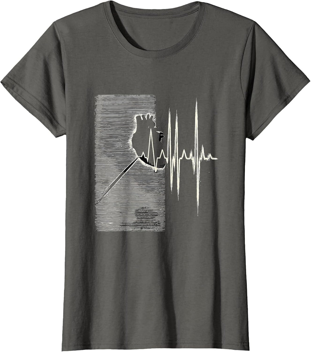 Women's Cardiac Waveform Scratchboard EKG Humor Medical T-Shirt - Asphalt Grey