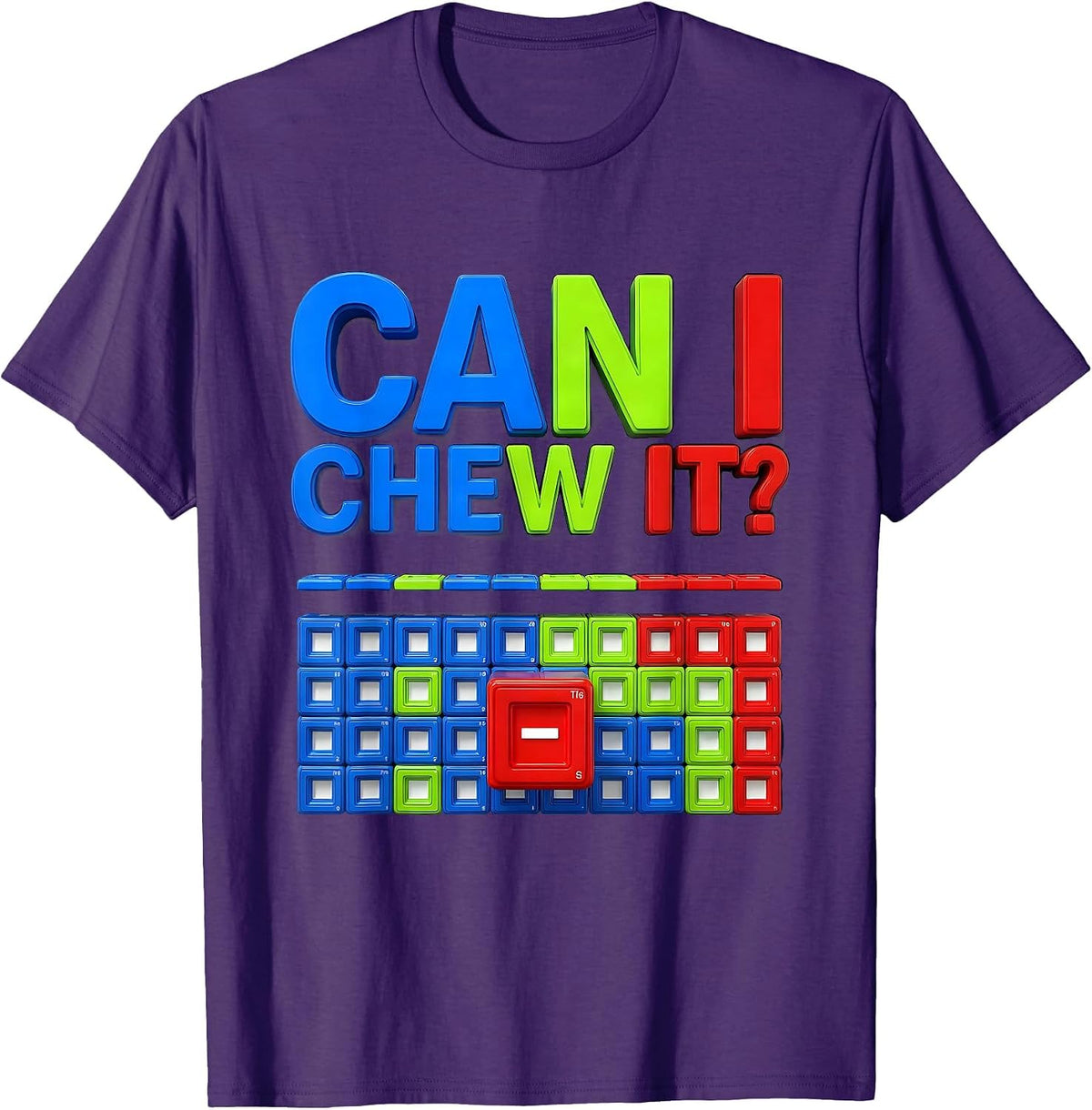 Men's Can I Chew It Funny Periodic Table Chemistry Teacher Science T-Shirt - Purple