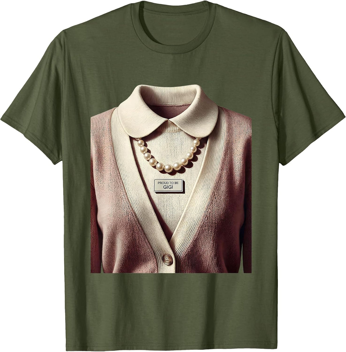 Men's Proud to Be Gigi Grandma Gift Design T-Shirt - Olive Green