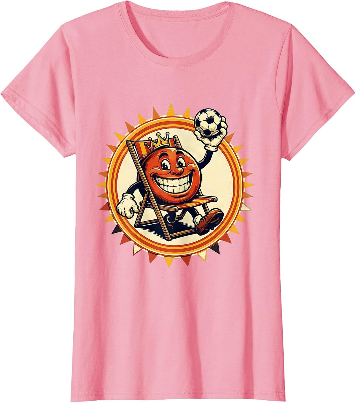 Women's Soccer Dad Folding Chair Throne Royalty Graphic T-Shirt - Pink