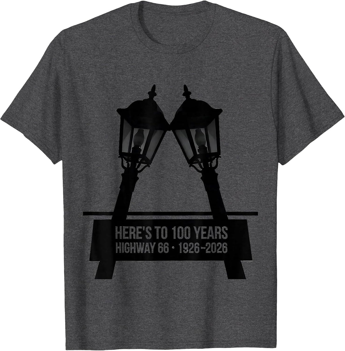Here's To 100 Years, Highway 66 1926-2026 Vintage T-Shirt - Dark Heather Grey