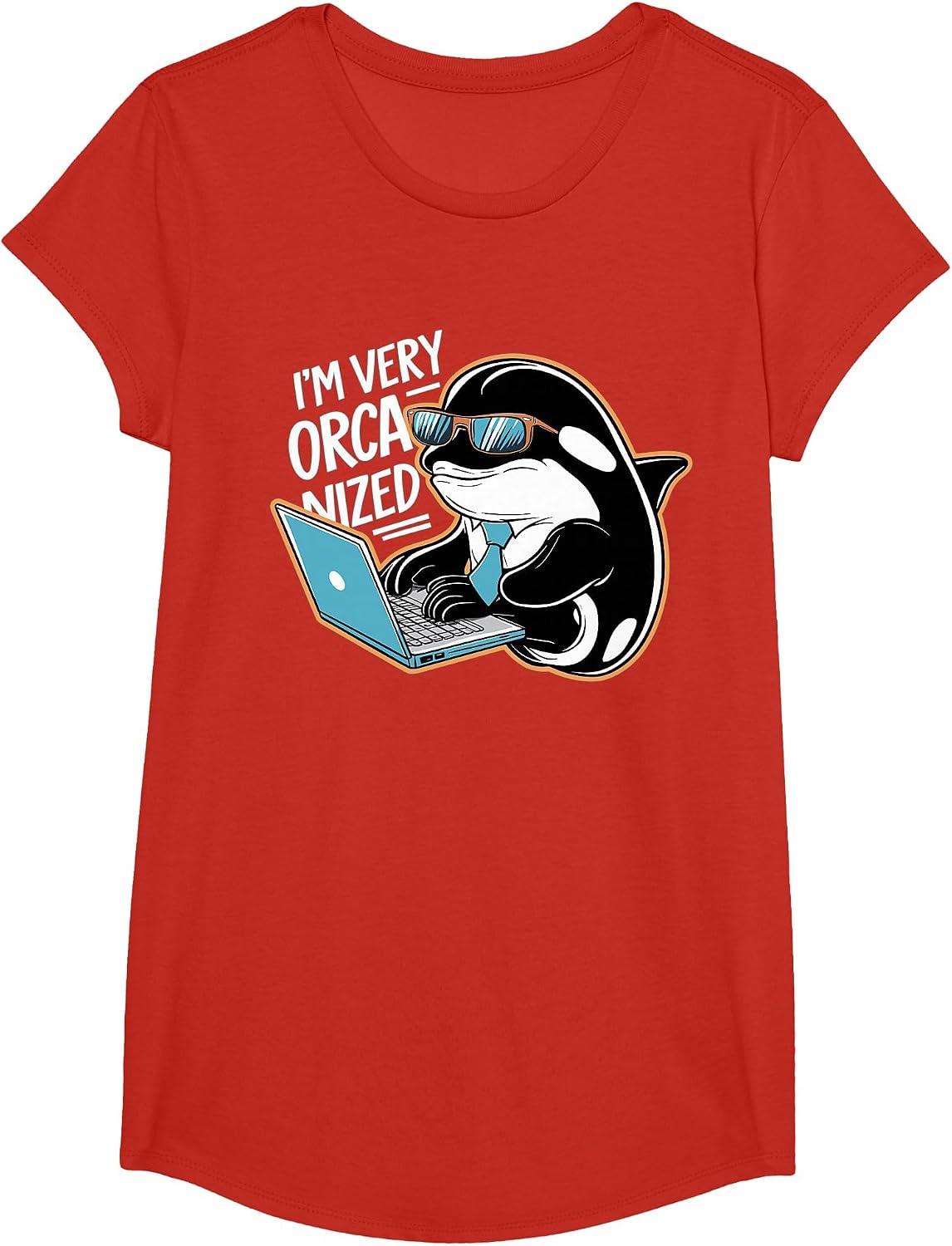 Funny I'm Very Orca-nized Organized Orca Pun T-Shirt - Girls Red