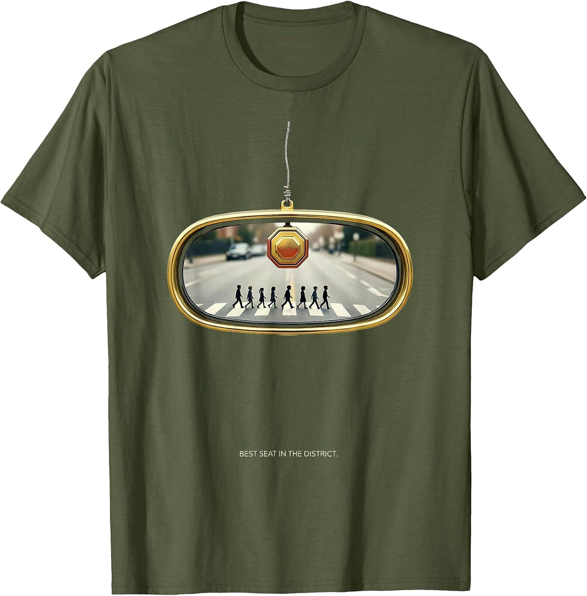 Best Seat In The District Funny School Bus Driver T-Shirt - Olive Green