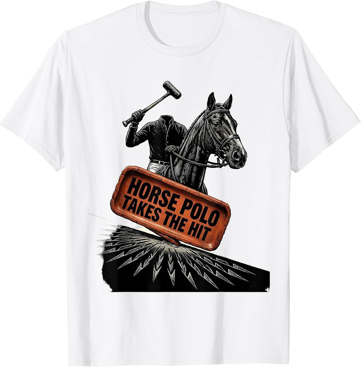 Men's Horse Polo Takes The Hit Funny Equestrian Sport Humor T-Shirt - White
