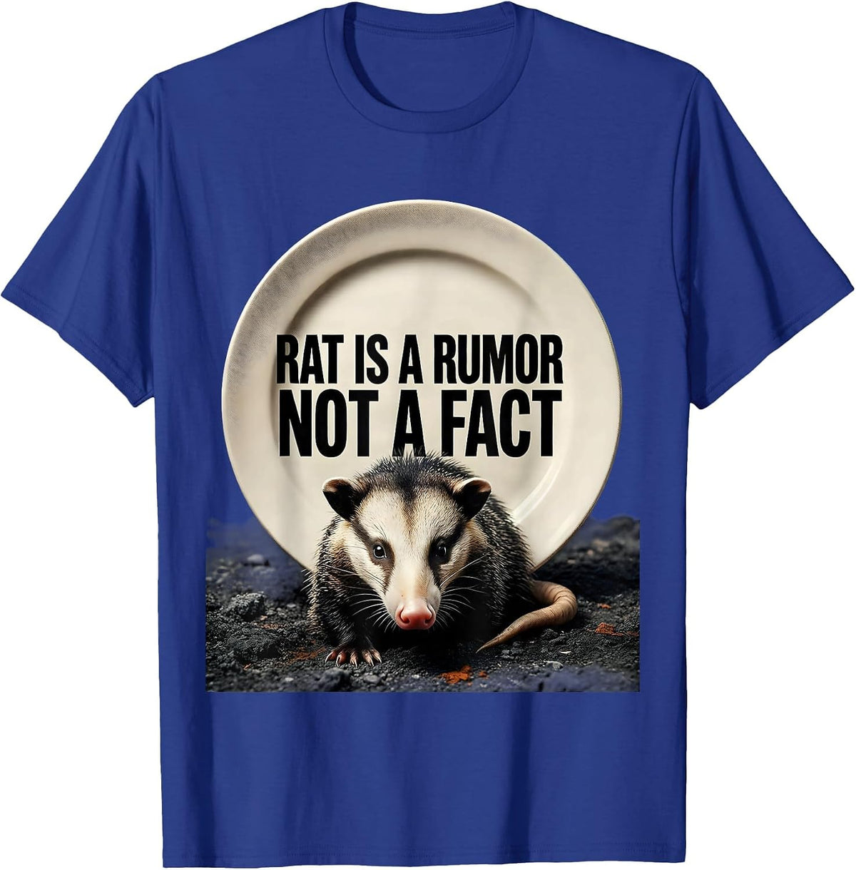 Rat Is A Rumor, Not A Fact Funny Opossum Animal Meme Humor T-Shirt - Royal Blue