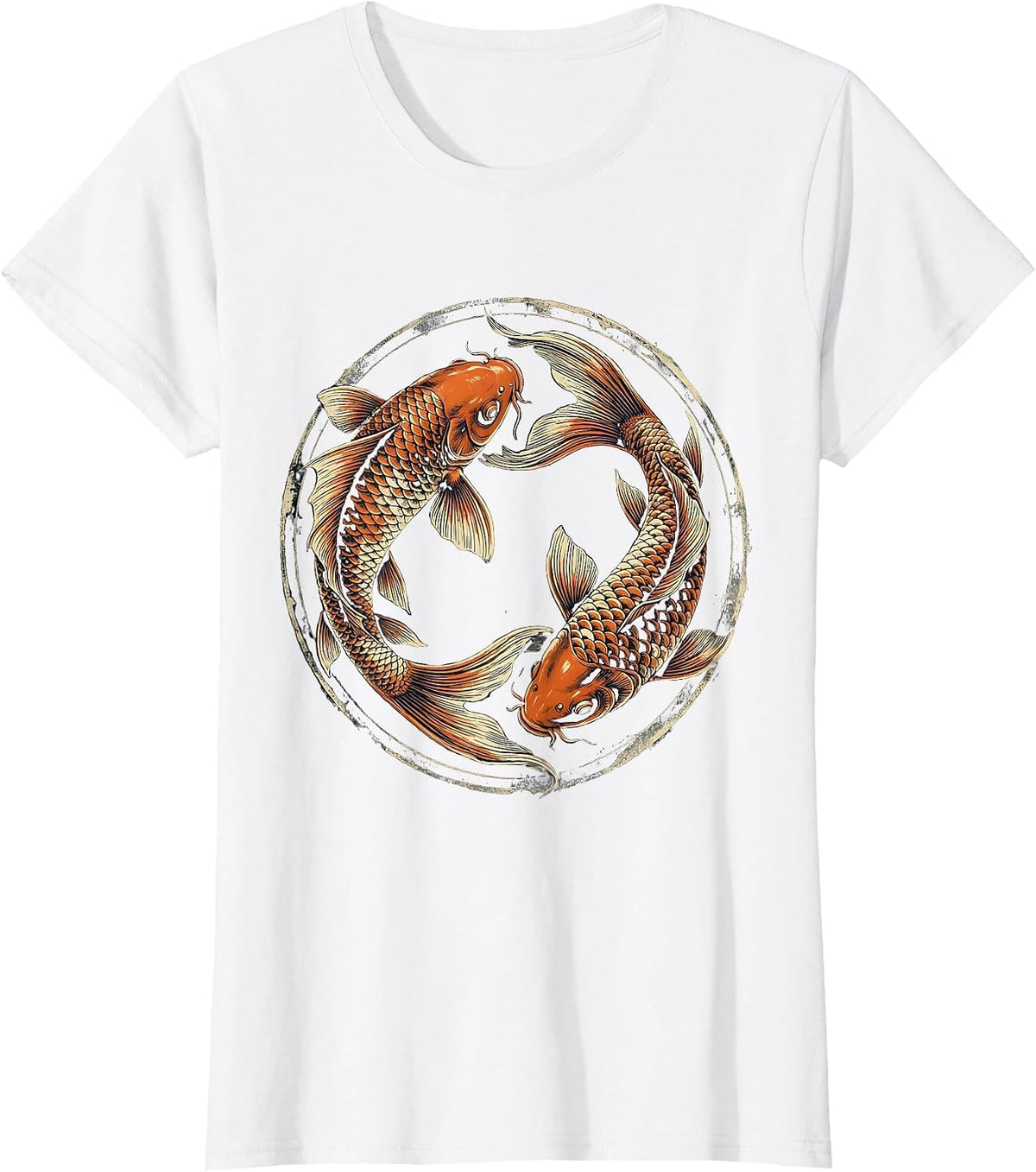 Koi Fish Yin Yang Balance Harmony Design T-Shirt - White