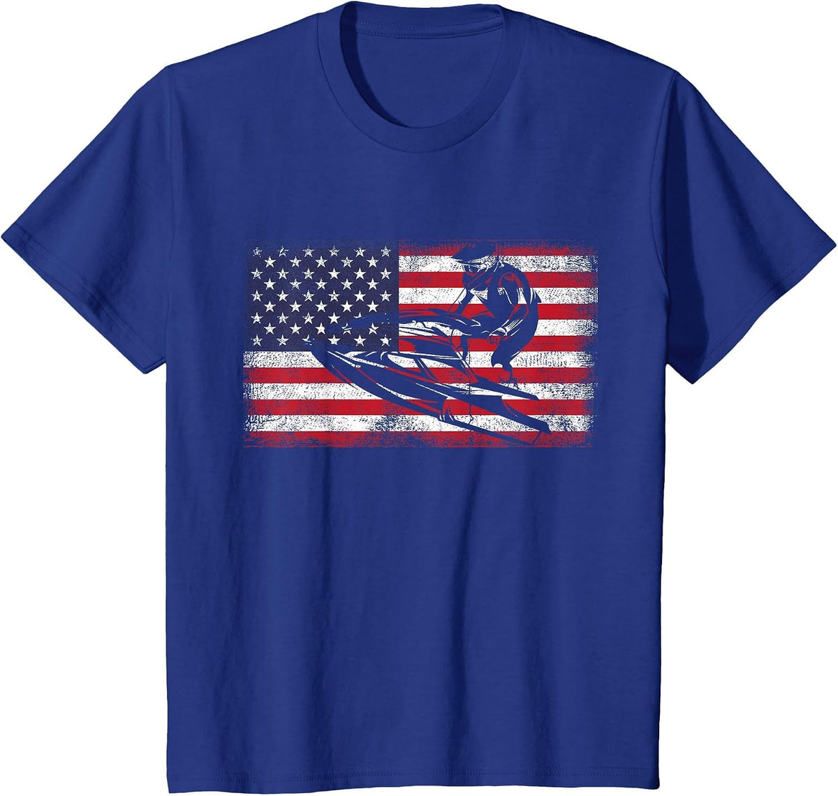Personal Watercraft Grunge Style American PWC USA Flag T-Shirt - Royal Blue