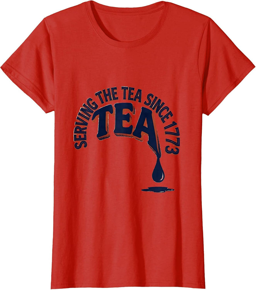 Women's Serving The Tea Since 1773 Funny History Teacher 4th Of July T-Shirt - Red