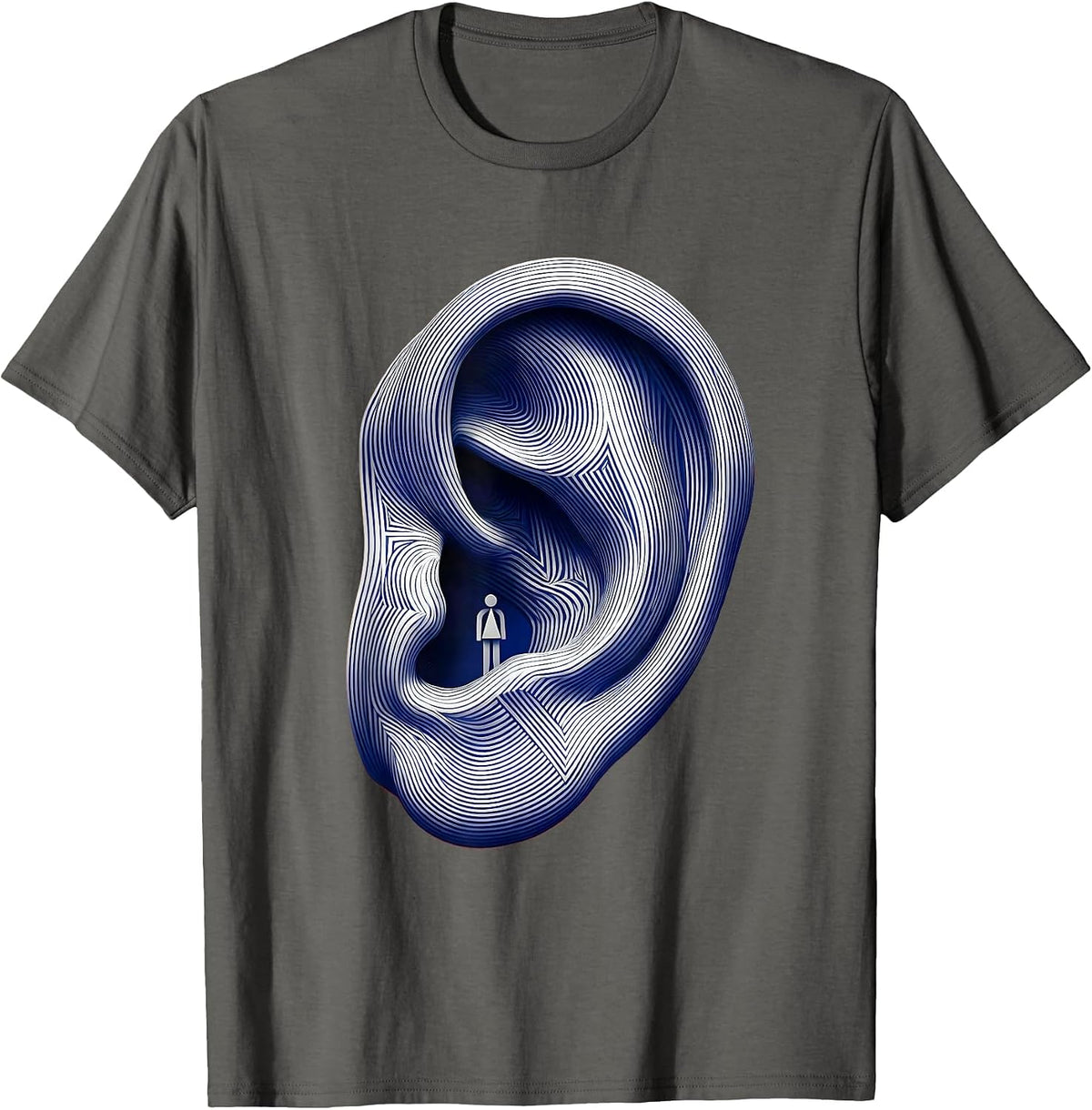 Men's Speech Therapy Giant Ear Illustration Design T-Shirt - Asphalt Grey
