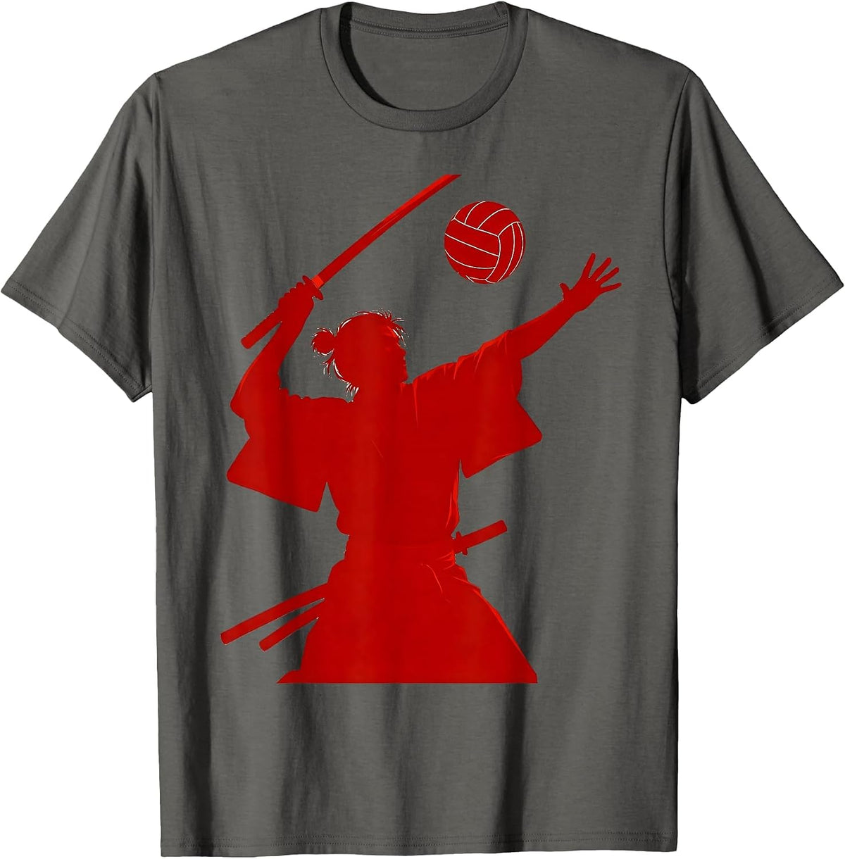 Men's Samurai Volleyball Warrior Serve Graphic T-Shirt - Asphalt Grey