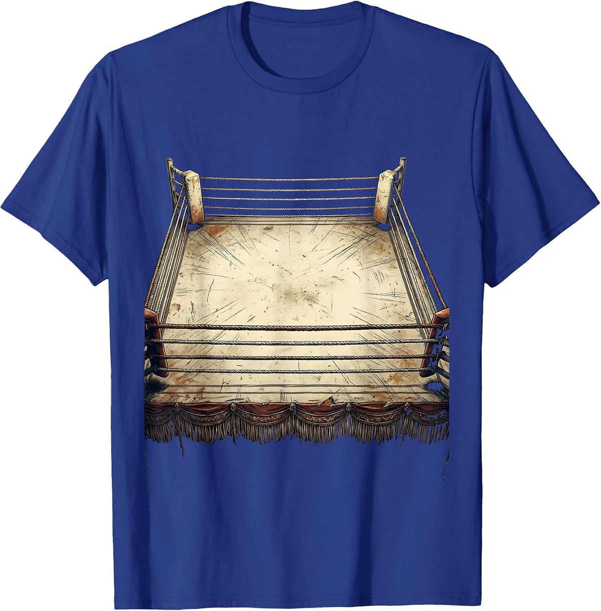 Dramatic Overhead Boxing Ring Illustration T-Shirt - Royal Blue