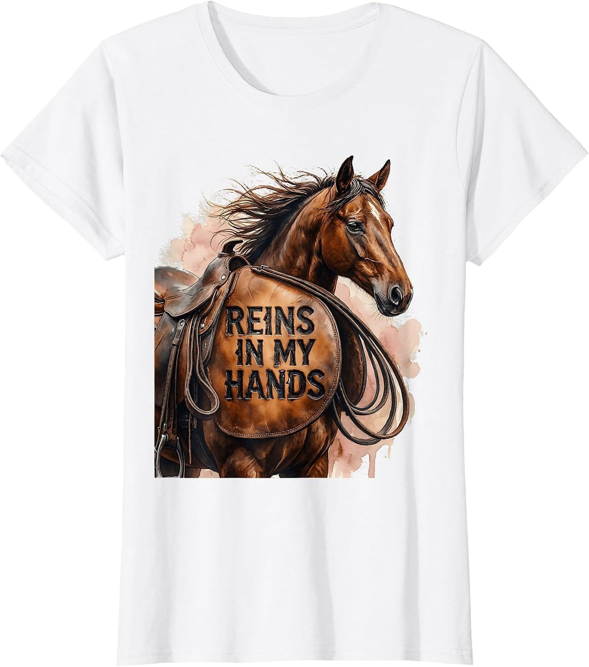 Reins In My Hands Horse Riding Design T-Shirt - White
