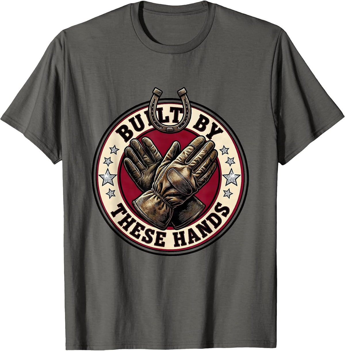 Built by These Hands Blue Collar Worker Design T-Shirt - Asphalt Grey