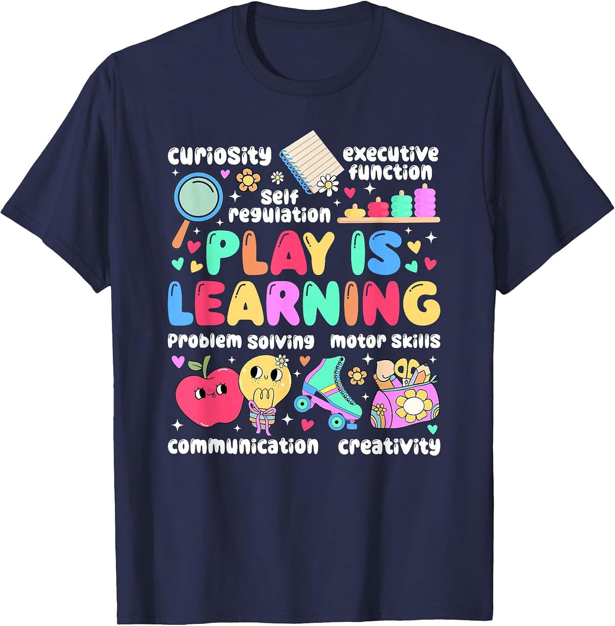 Play is Learning Daycare Teacher Childcare Teacher T-Shirt - Navy Blue