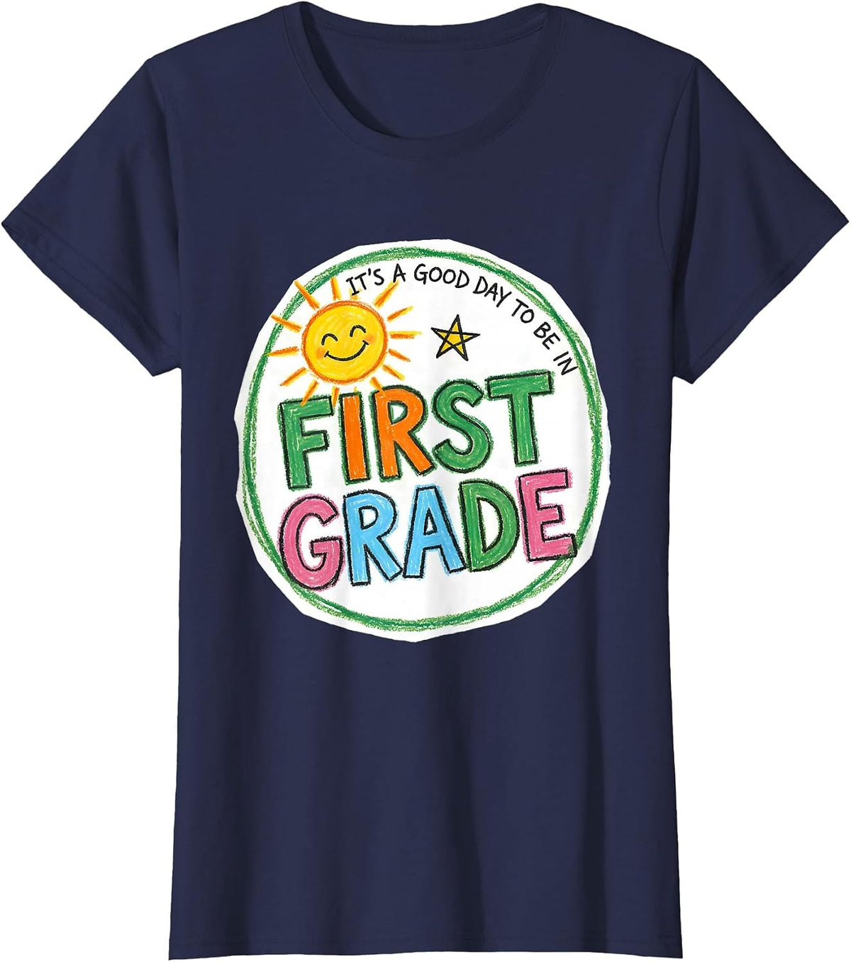 Women's It's A Good Day To Be In First Grade Funny Teacher Back T-Shirt - Navy Blue