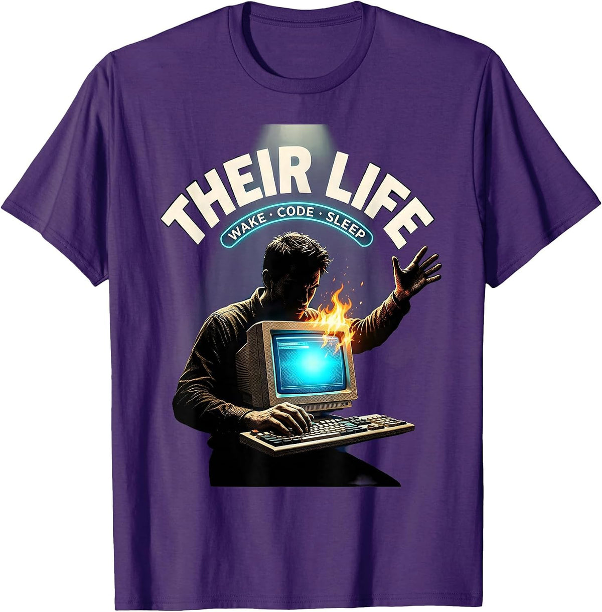 Their Life Wake Code Sleep Funny Programmer Humor T-Shirt - Purple