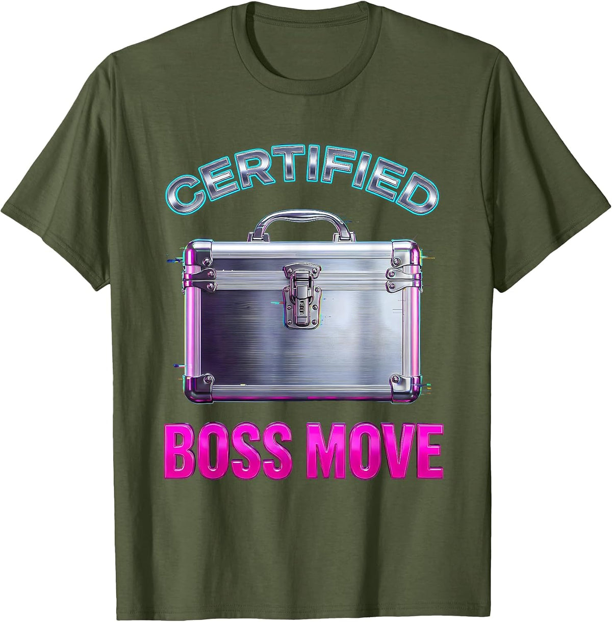 Men's Certified Boss Move Confident Leader Design T-Shirt - Olive Green