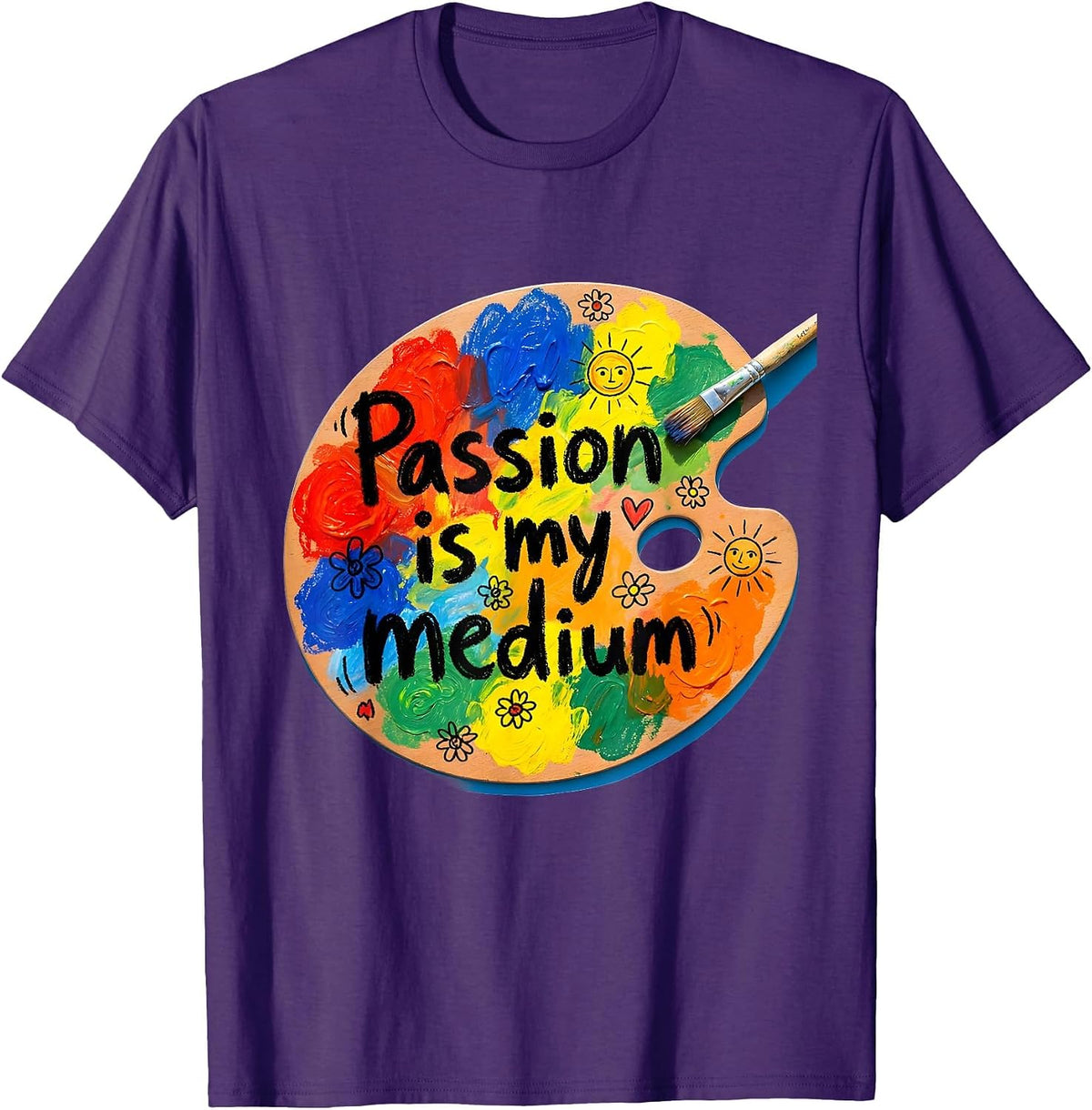 Passion Is My Medium Art Teacher Design T-Shirt - Purple